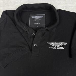 Aston Martin Racing Black Polo Shirt Logo Embroidered Custom Fit Size L Y2K Auto
